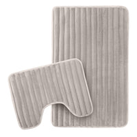 OLIVIA ROCCO 2 Piece Ribbed Bath Mat Set Natural Extra Soft Non Slip Super Absorbent Easy