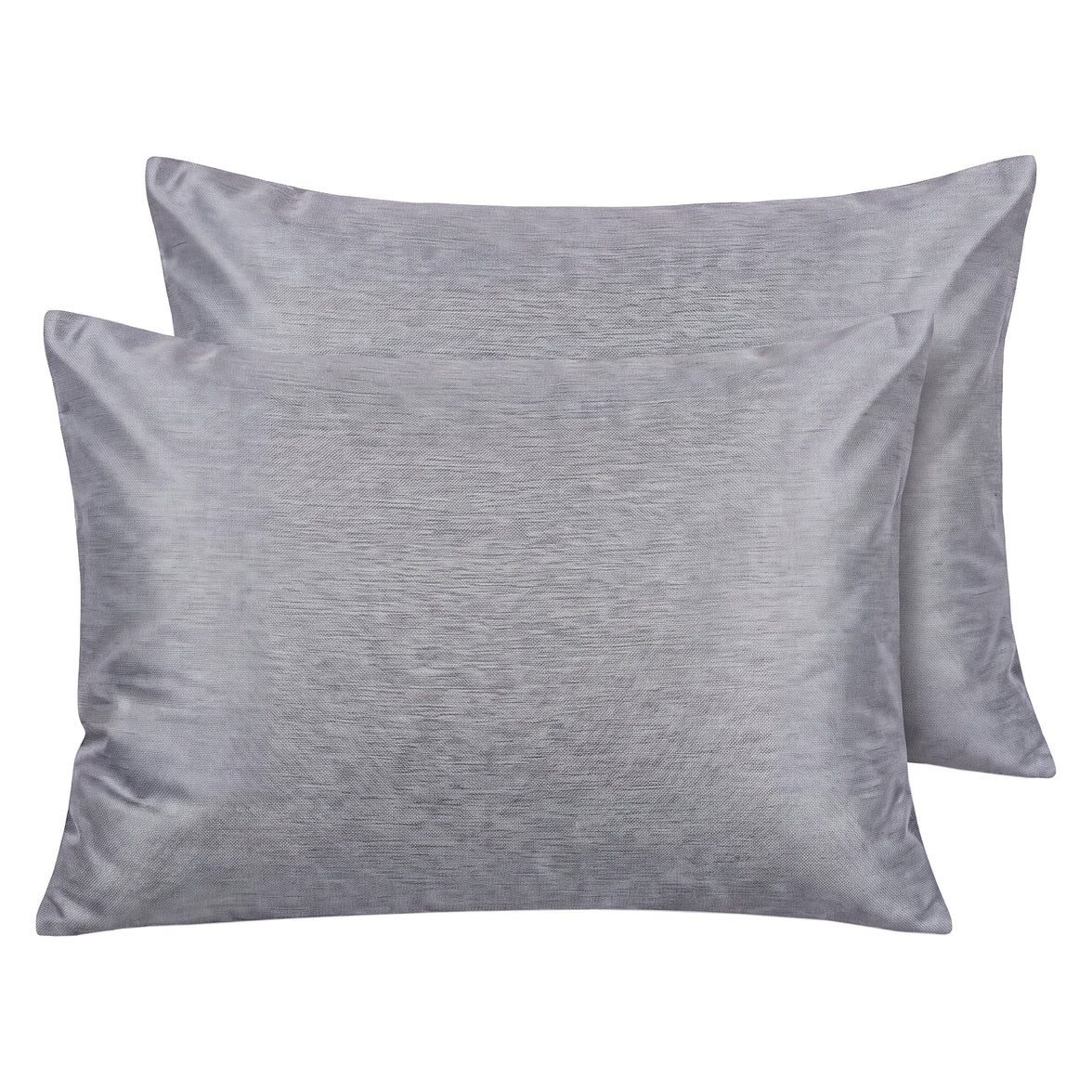 Pair of grey cooling pillowcases with a soft sheen
