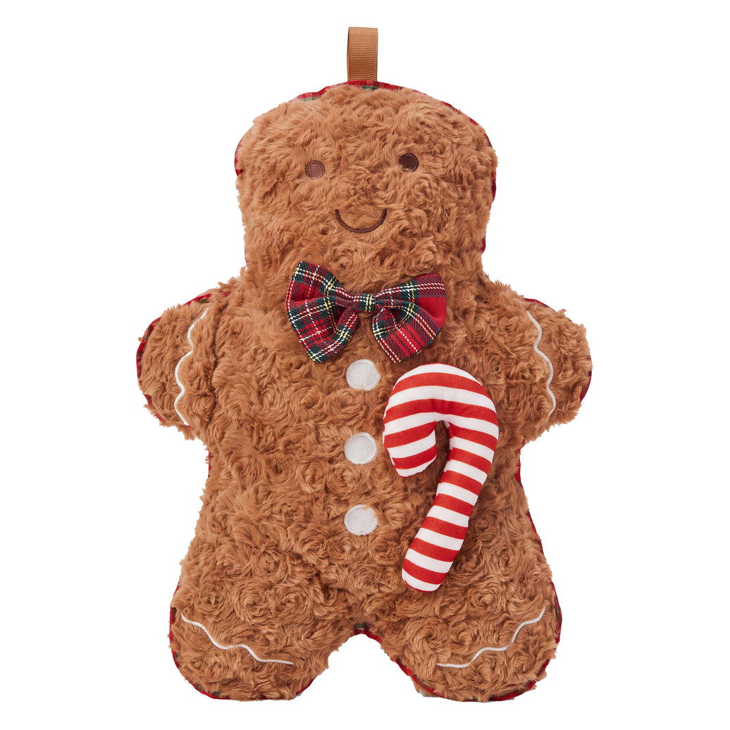 OLIVIA ROCCO gingerbread man hot water bottle with fluffy, soft cover and 1L capacity, ideal for winter comfort and easy care.