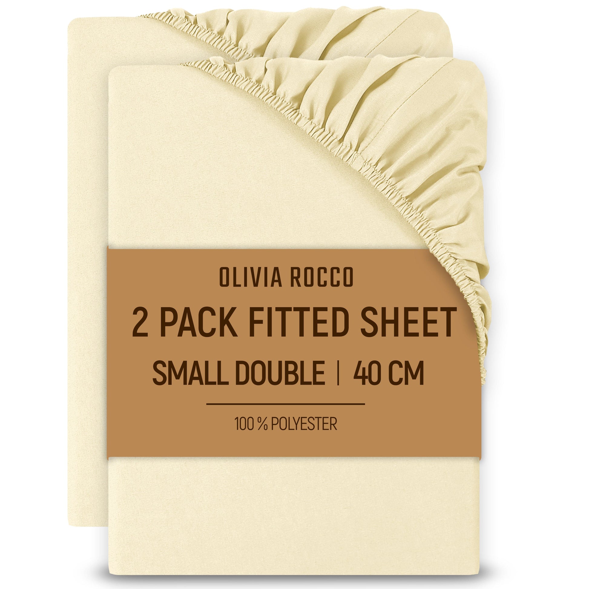 2 Pack Extra Deep Fitted Sheets 16 Inch 40cm Soft Brushed Microfibre Easy Care Bottom Sheet by OLIVIA ROCCO CREAM / 3/4 BED Fitted Sheet