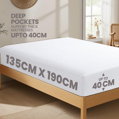 2 Pack Extra Deep Fitted Sheets 16 Inch 40cm Soft Brushed Microfibre Easy Care Bottom Sheet by OLIVIA ROCCO Fitted Sheet