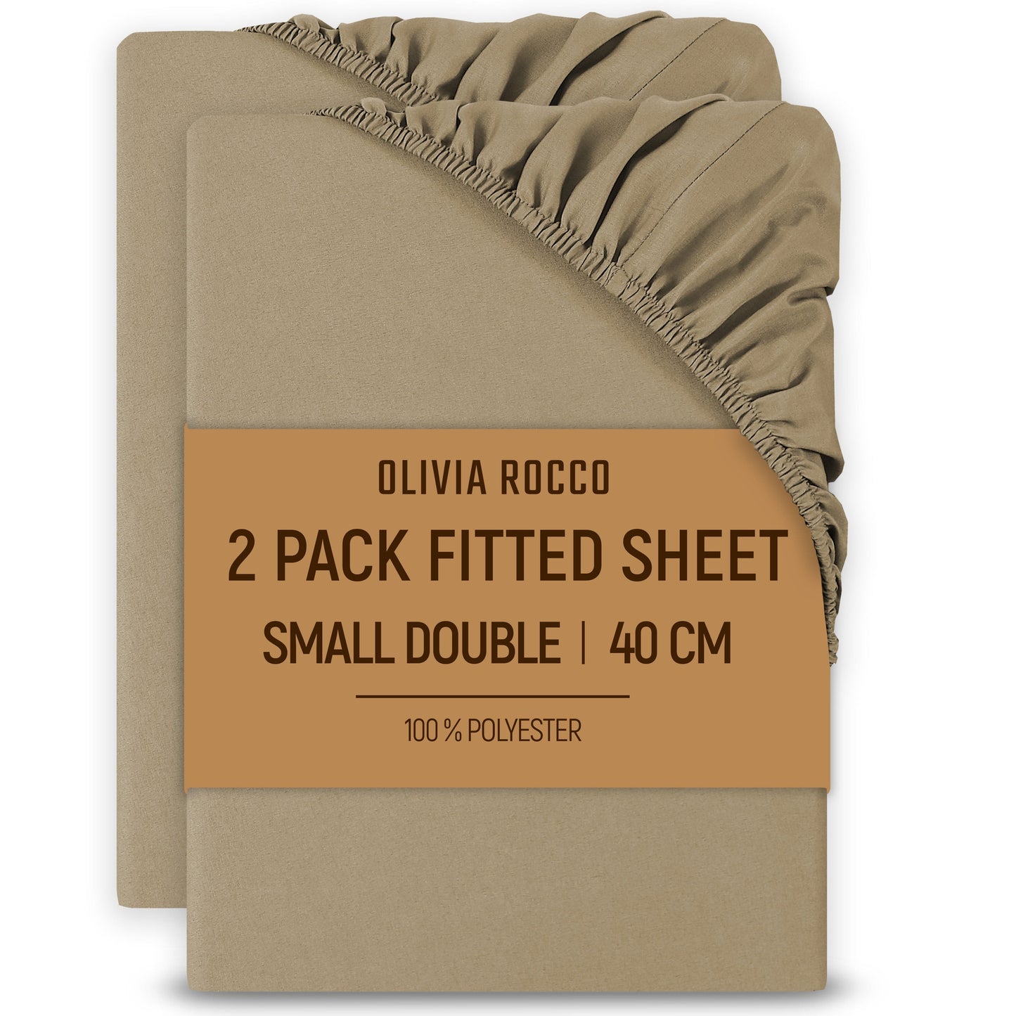 2 Pack Extra Deep Fitted Sheets 16 Inch 40cm Soft Brushed Microfibre Easy Care Bottom Sheet by OLIVIA ROCCO NATURAL / 3/4 BED Fitted Sheet