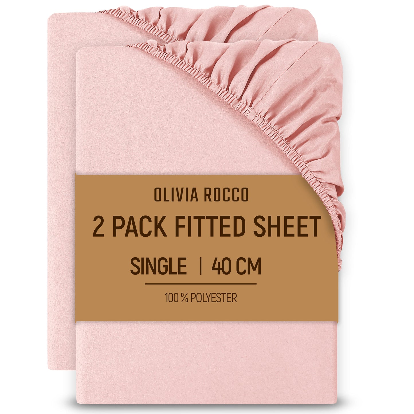 2 Pack Extra Deep Fitted Sheets 16 Inch 40cm Soft Brushed Microfibre Easy Care Bottom Sheet by OLIVIA ROCCO PINK / SINGLE Fitted Sheet