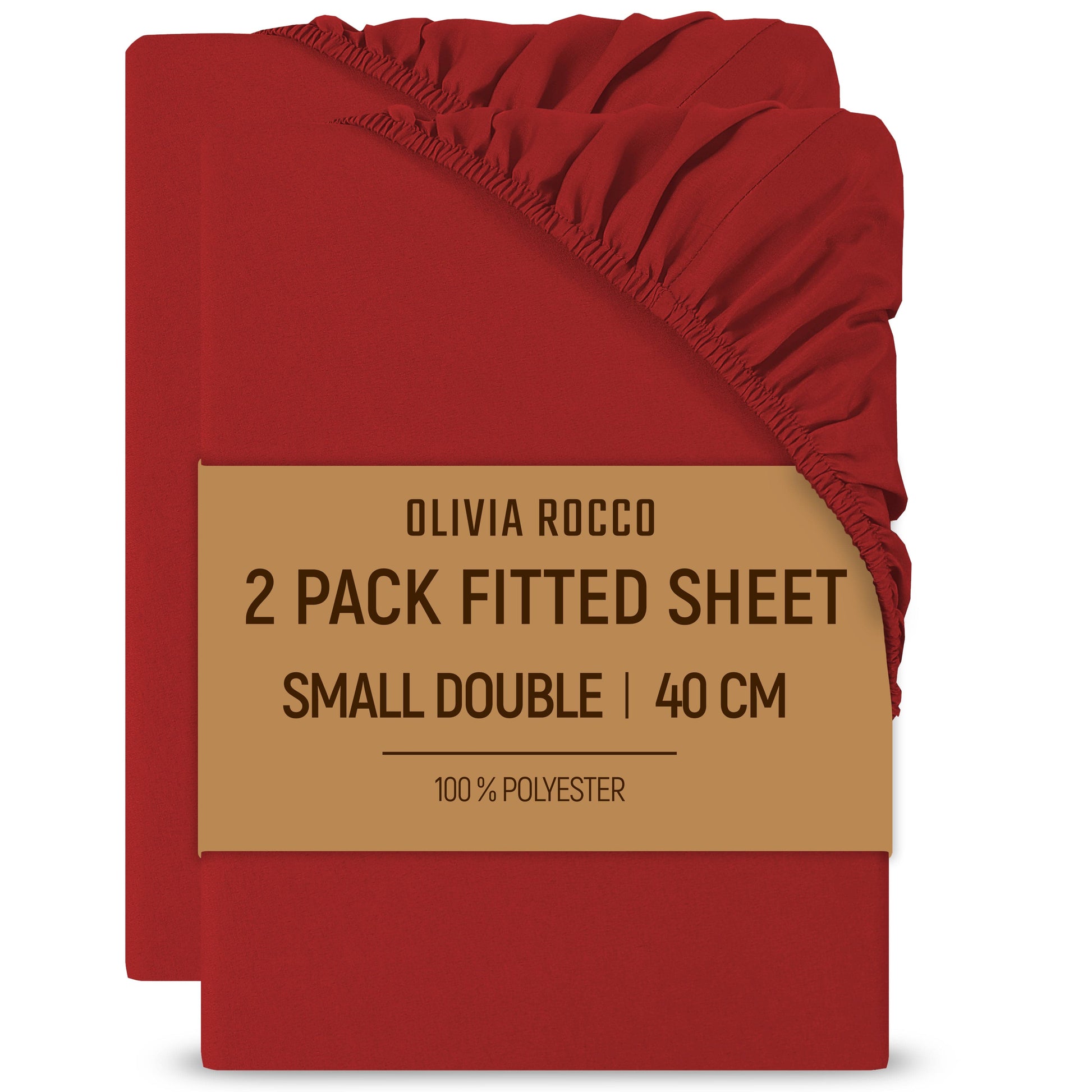 2 Pack Extra Deep Fitted Sheets 16 Inch 40cm Soft Brushed Microfibre Easy Care Bottom Sheet by OLIVIA ROCCO RED / 3/4 BED Fitted Sheet