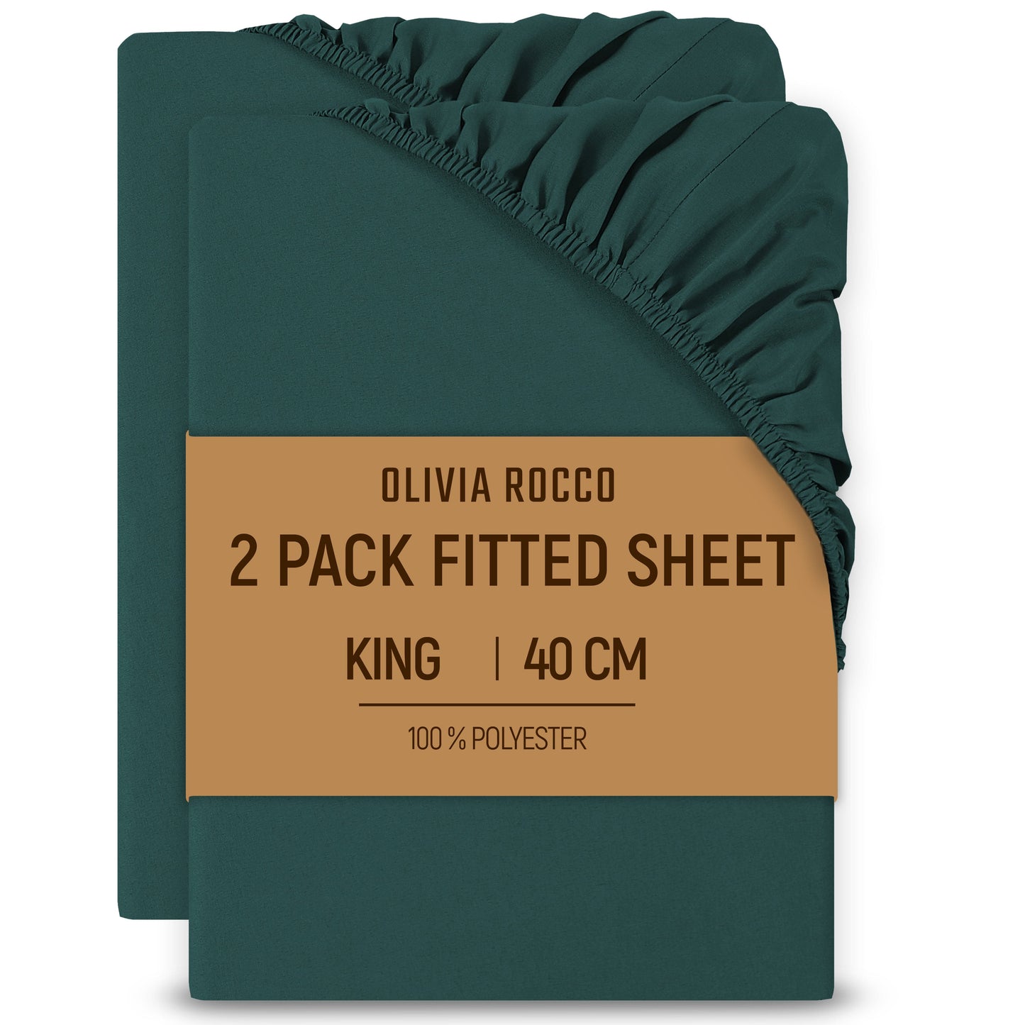 2 Pack Extra Deep Fitted Sheets 16 Inch 40cm Soft Brushed Microfibre Easy Care Bottom Sheet by OLIVIA ROCCO TEAL / KING Fitted Sheet