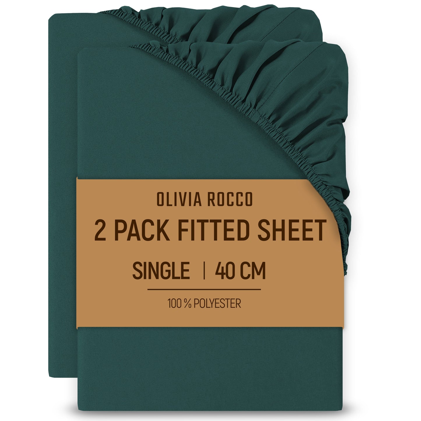 2 Pack Extra Deep Fitted Sheets 16 Inch 40cm Soft Brushed Microfibre Easy Care Bottom Sheet by OLIVIA ROCCO TEAL / SINGLE Fitted Sheet