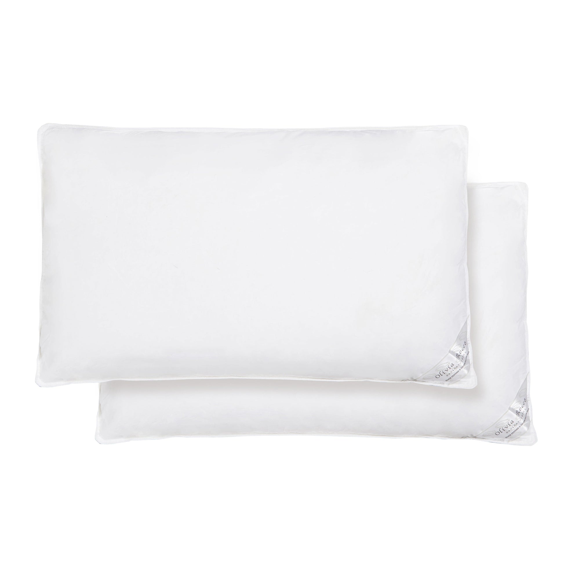 2 Pack Luxury Hotel Quality Duck Feather and Down Pillows Pair Hypoallergenic Premium Filling for Superior Comfort and Support by OLIVIA ROCCO 50x75cm Pillows