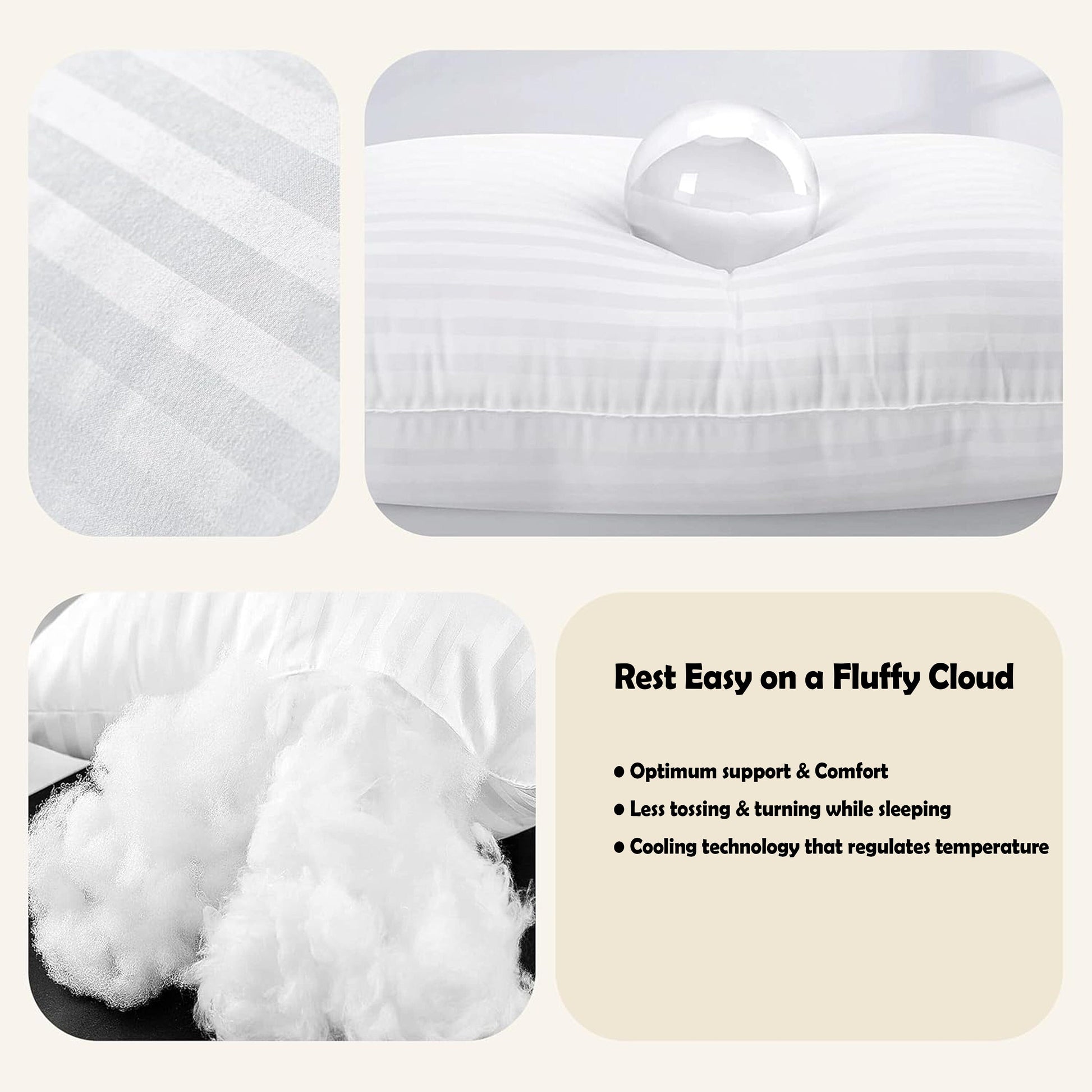 2 Pack Stripe Hotel Pillows Luxury Hollowfibre Soft Medium Support Hypoallergenic & Comfy Sleep by OLIVIA ROCCO WHITE / 75 x 50 CM OLIVIA ROCCO Pillows