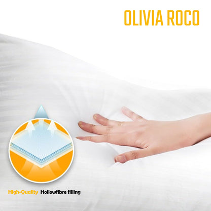 2 Pack Stripe Hotel Pillows Luxury Hollowfibre Soft Medium Support Hypoallergenic & Comfy Sleep by OLIVIA ROCCO WHITE / 75 x 50 CM OLIVIA ROCCO Pillows