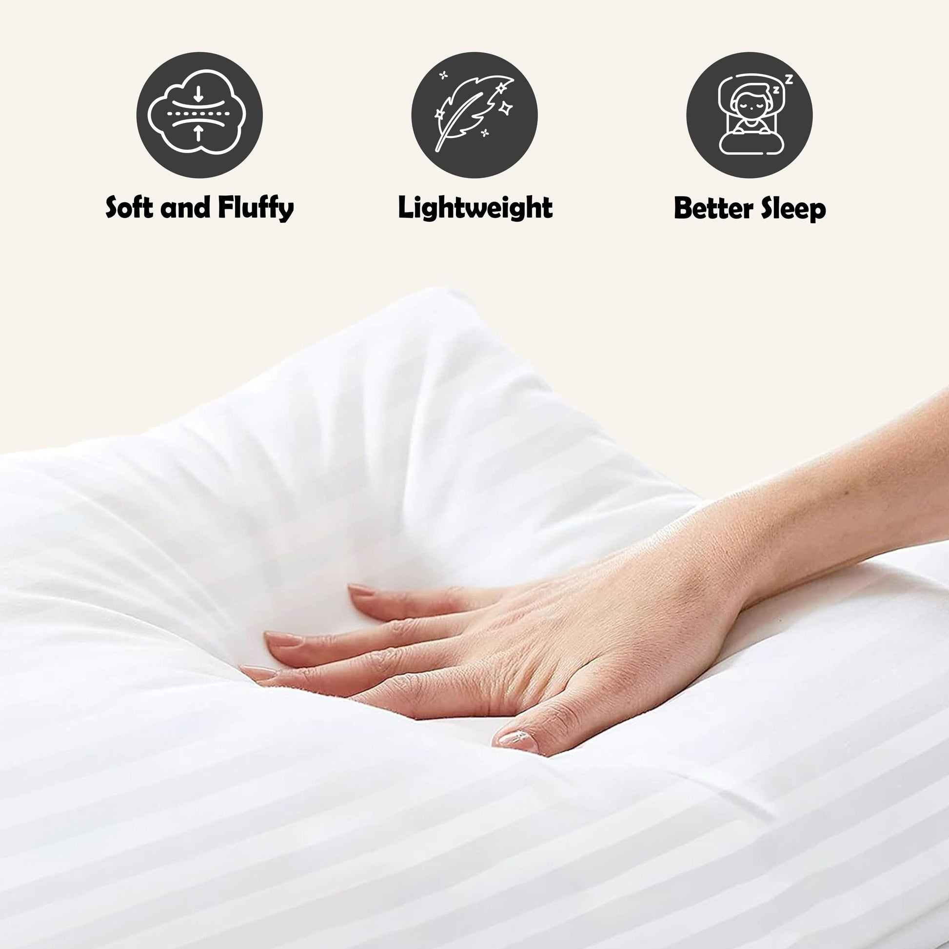 2 Pack Stripe Hotel Pillows Luxury Hollowfibre Soft Medium Support Hypoallergenic & Comfy Sleep by OLIVIA ROCCO WHITE / 75 x 50 CM OLIVIA ROCCO Pillows