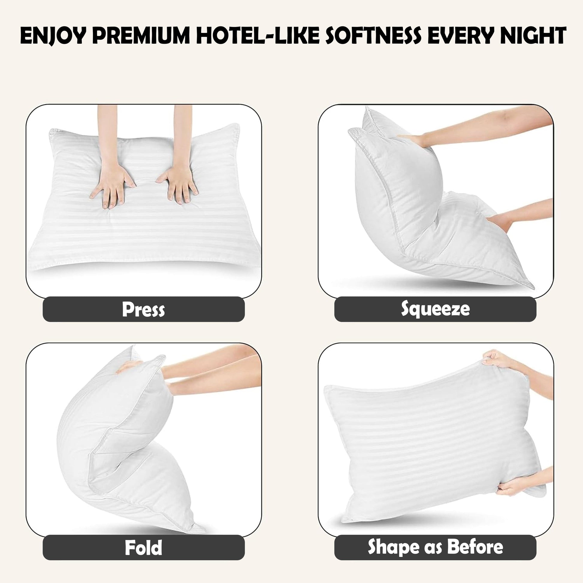 2 Pack Stripe Hotel Pillows Luxury Hollowfibre Soft Medium Support Hypoallergenic & Comfy Sleep by OLIVIA ROCCO WHITE / 75 x 50 CM OLIVIA ROCCO Pillows