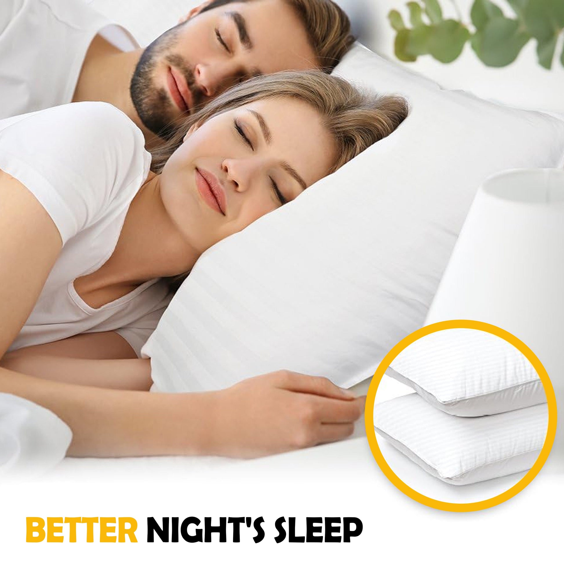 2 Pack Stripe Hotel Pillows Luxury Hollowfibre Soft Medium Support Hypoallergenic & Comfy Sleep by OLIVIA ROCCO WHITE / 75 x 50 CM OLIVIA ROCCO Pillows