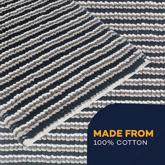 2 Piece Amalfi Super Soft Absorbent Bath Mat Set Jumbo Plush Cotton Pedestal Bath Rug with Modern Design for Bathroom OLIVIA ROCCO OLIVIA ROCCO Bath Mat