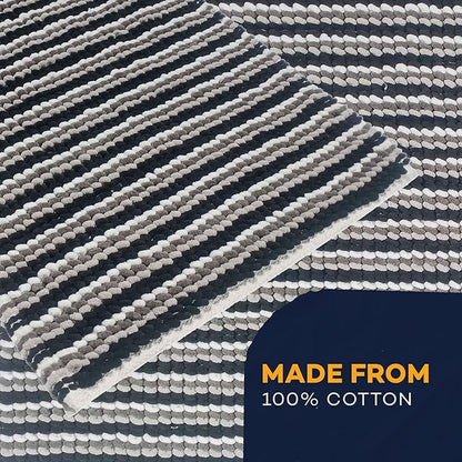 2 Piece Amalfi Super Soft Absorbent Bath Mat Set Jumbo Plush Cotton Pedestal Bath Rug with Modern Design for Bathroom OLIVIA ROCCO OLIVIA ROCCO Bath Mat