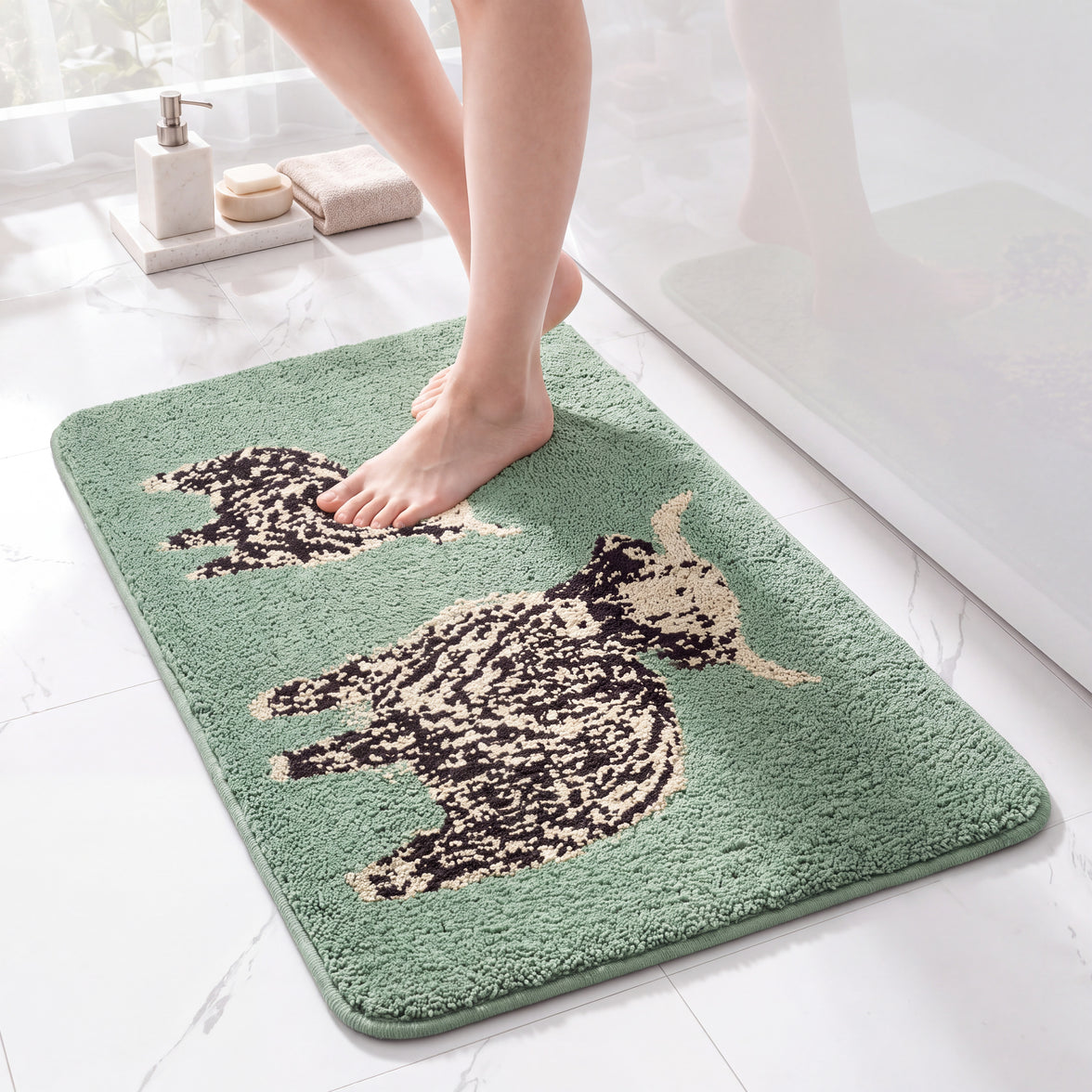 OLIVIA ROCCO Bath Mat Highland Cow Design 50 x 80 cm Absorbent Bathroom Rug