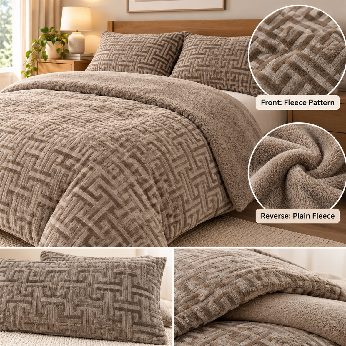OLIVIA ROCCO Milano Teddy Fleece Duvet Cover Set Super Soft Warm Cosy with Pillowcases