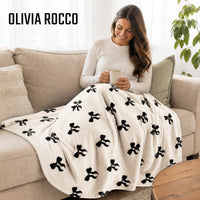OLIVIA ROCCO Printed Fleece Throw Blanket Super Soft Warm Sofa Bed Throw Bows Highland Cow Candy Cane 130 x 180 cm