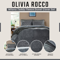 OLIVIA ROCCO Milano Teddy Fleece duvet cover set with matching pillowcases, super soft, warm, and cozy for a comfortable bedroom.