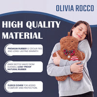 OLIVIA ROCCO Gingerbread Man hot water bottle with a fluffy, soft novelty cover, 1L capacity, perfect for winter warmth.