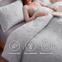 OLIVIA ROCCO Paris Teddy Duvet Cover Set Soft Fluffy Fleece Bedding Warm Cosy Embossed Design