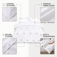 OLIVIA ROCCO Bows Embroidered Duvet Cover Set Cotton Rich With Pillowcases Easy Care