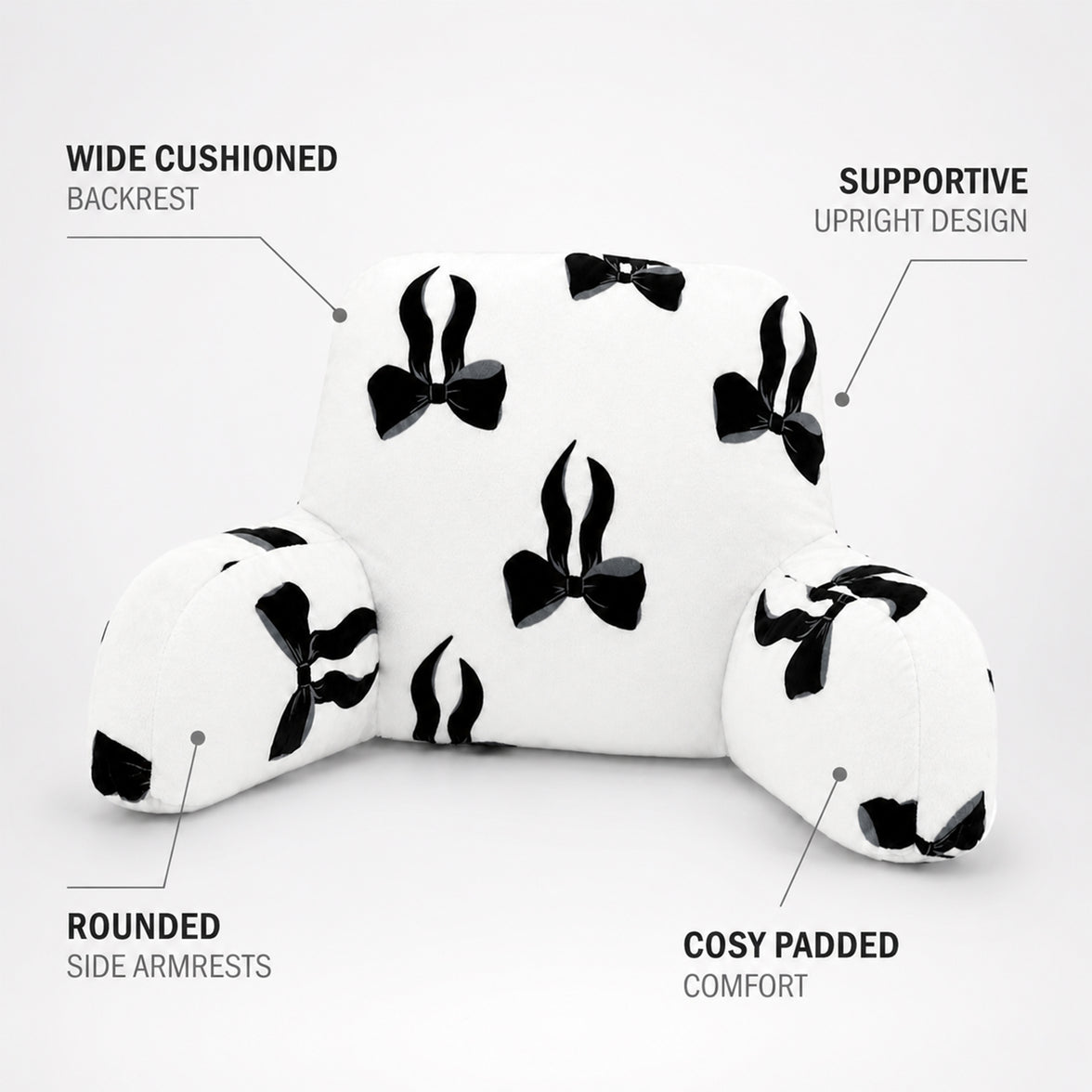 OLIVIA ROCCO Bows Bedrest Reading Pillow with Arms Back Support