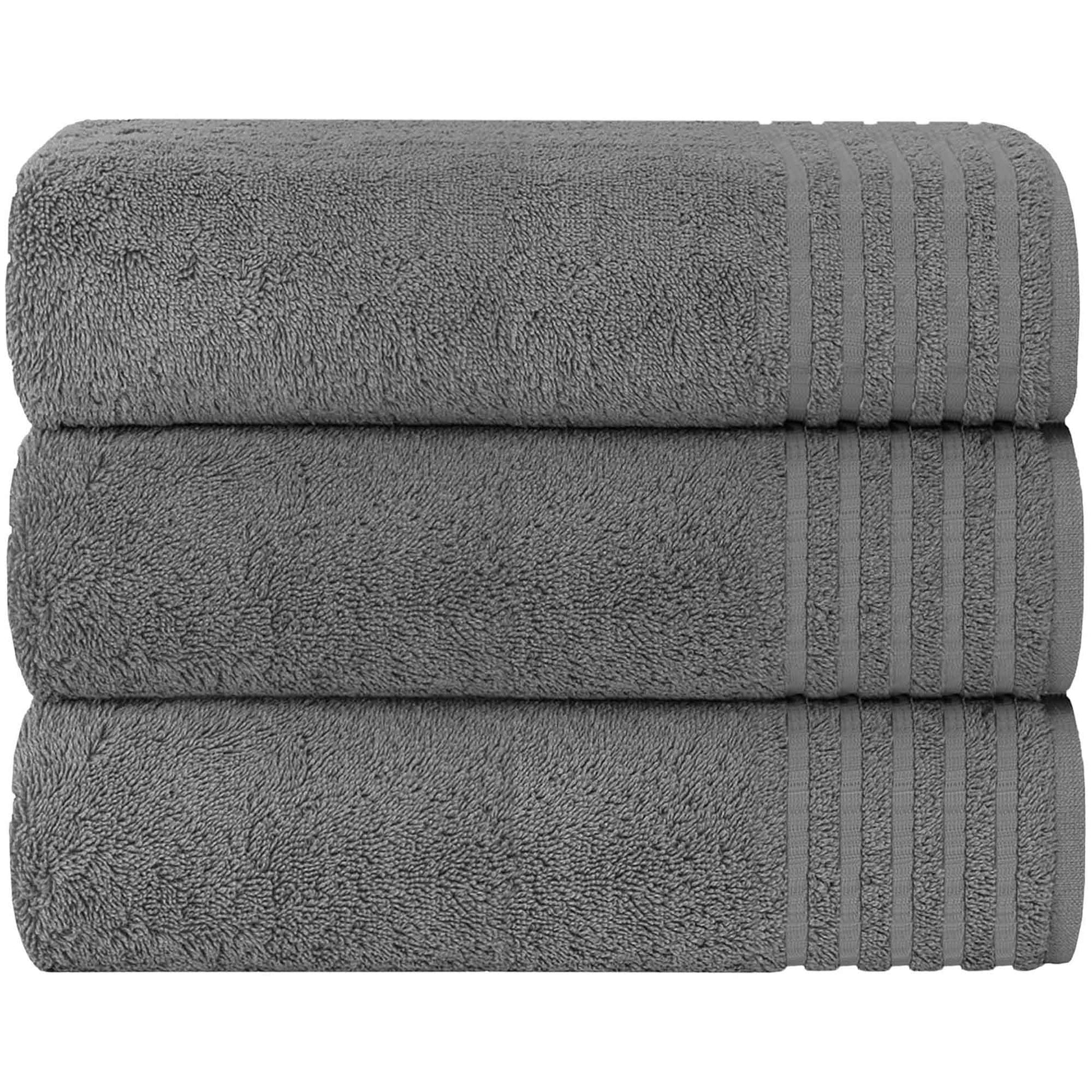 3 Pack Monaco Large Bath Sheets 100% Cotton 500GSM Highly Absorbent Towels Set for Home Gym Beach by OLIVIA ROCCO Grey Towels