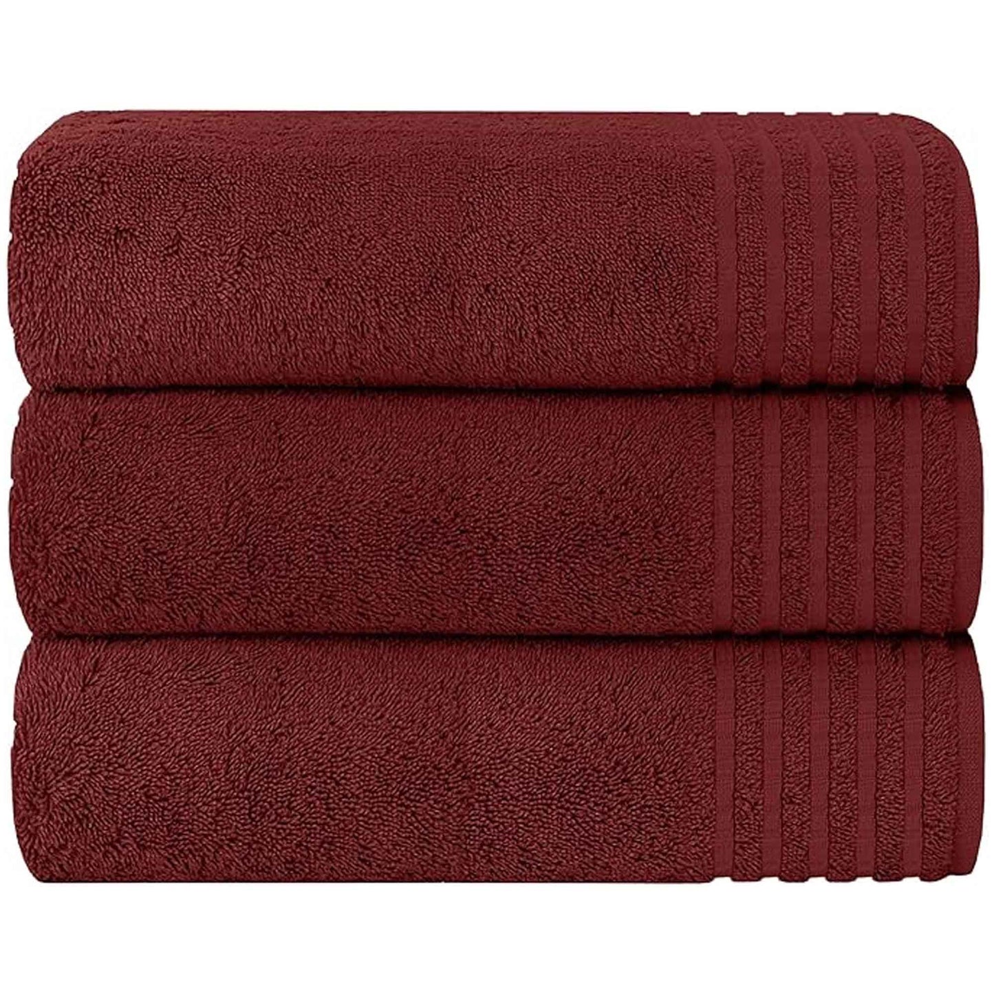 3 Pack Monaco Large Bath Sheets 100% Cotton 500GSM Highly Absorbent Towels Set for Home Gym Beach by OLIVIA ROCCO Red Towels