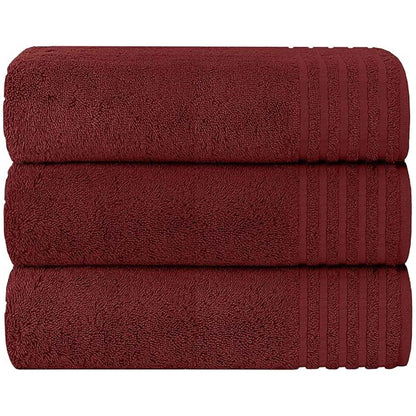 3 Pack Monaco Large Bath Sheets 100% Cotton 500GSM Highly Absorbent Towels Set for Home Gym Beach by OLIVIA ROCCO Red Towels