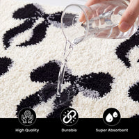 OLIVIA ROCCO Bath Mat Black & Cream 50 x 80 cm Bow Design Bathroom Rug