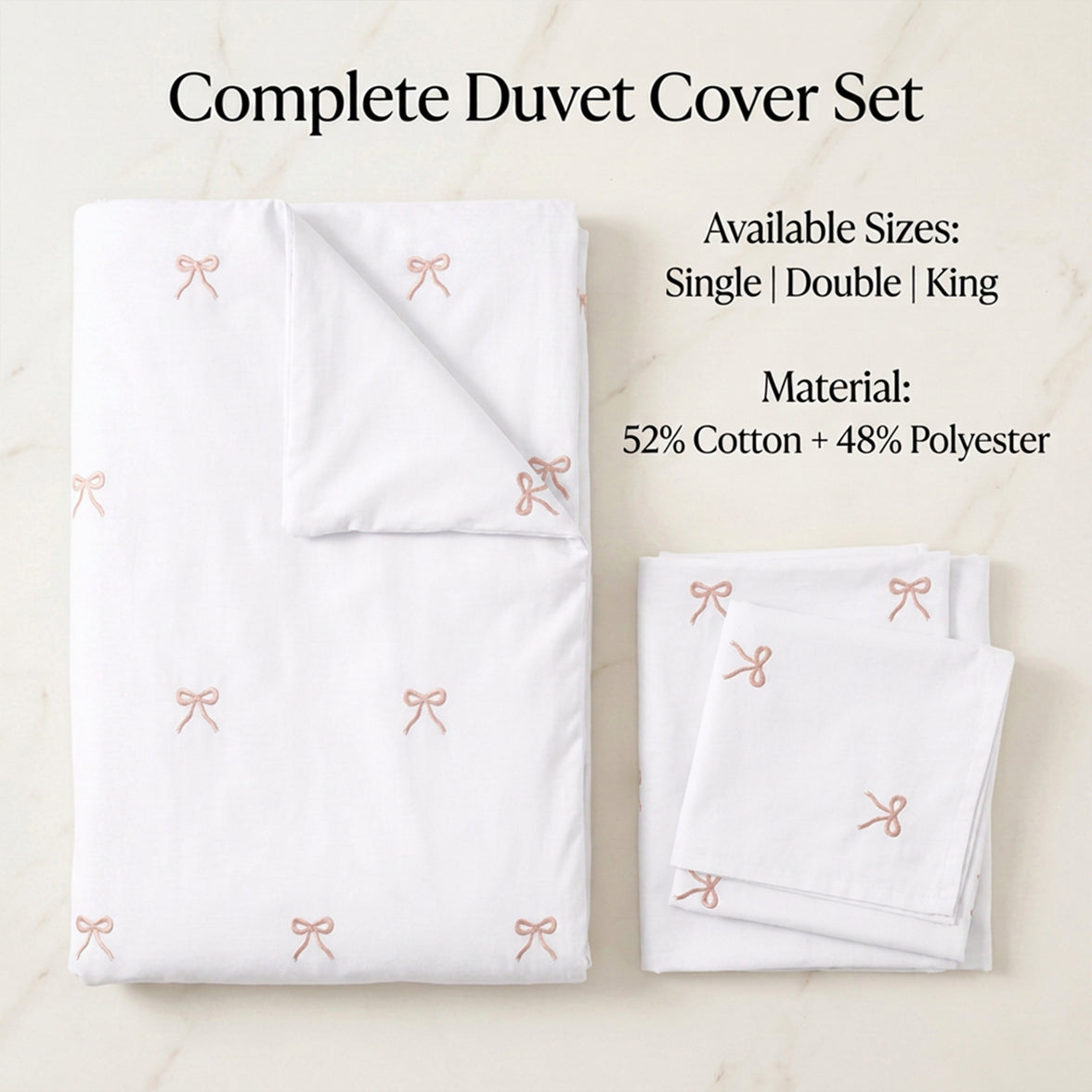 OLIVIA ROCCO Bows Embroidered Duvet Cover Set Cotton Rich With Pillowcases Easy Care
