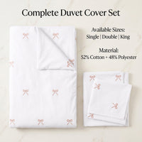 OLIVIA ROCCO Bows Embroidered Duvet Cover Set Cotton Rich With Pillowcases Easy Care