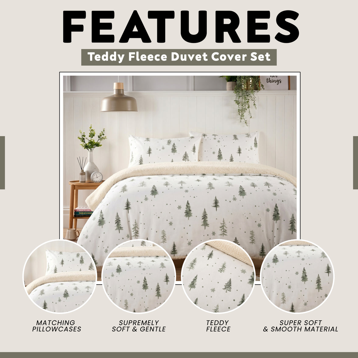 OLIVIA ROCCO St Moritz Teddy Fleece Reversible Duvet Set with Pillowcases