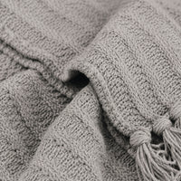 OLIVIA ROCCO Cable Knit Cotton Throw Tassel Fringe 120 x 150 cm