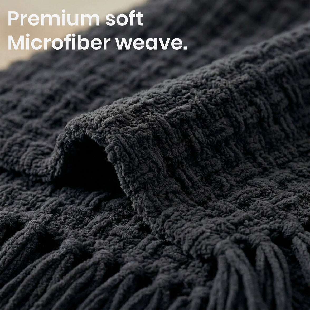 OLIVIA ROCCO Box Stitch Chenille Throw Soft Microfibre 130 x 170 cm