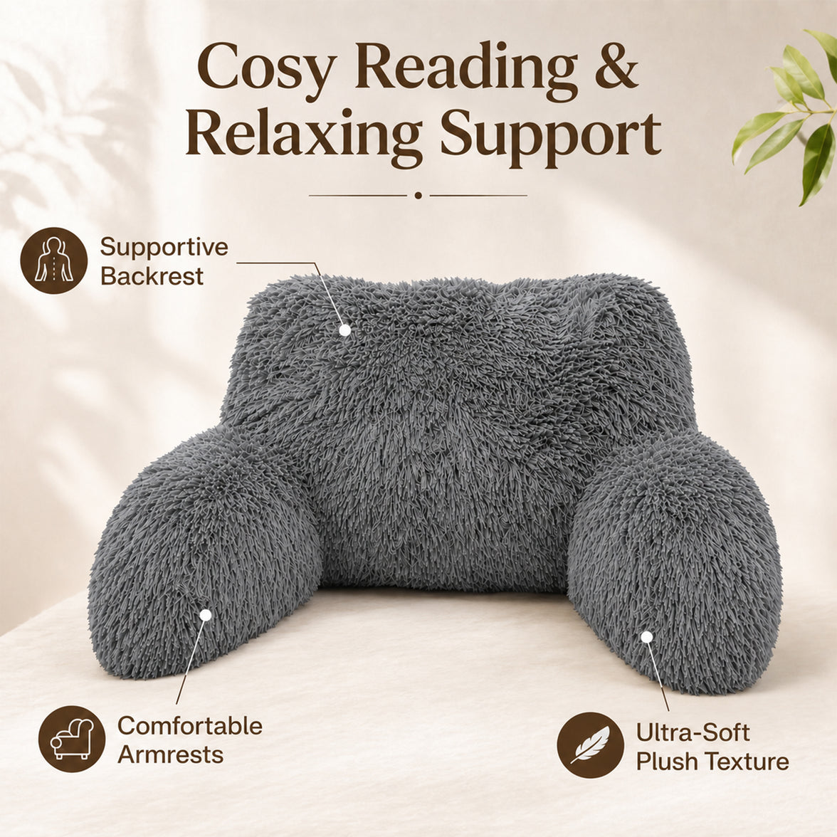OLIVIA ROCCO Snuggle Bedrest Reading Pillow with Arms Back Support Cushion