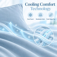 Close-up of cool-touch pillowcase fabric showing its breathable cooling comfort