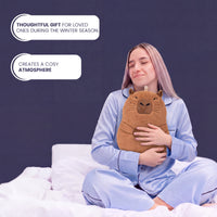OLIVIA ROCCO Capybara hot water bottle with fluffy cover, 1L capacity, soft and cozy winter essential.