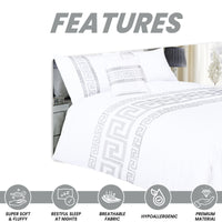 OLIVIA ROCCO Ravenna Greek Key Embroidered Duvet Cover Set Cotton Rich with Pillowcases