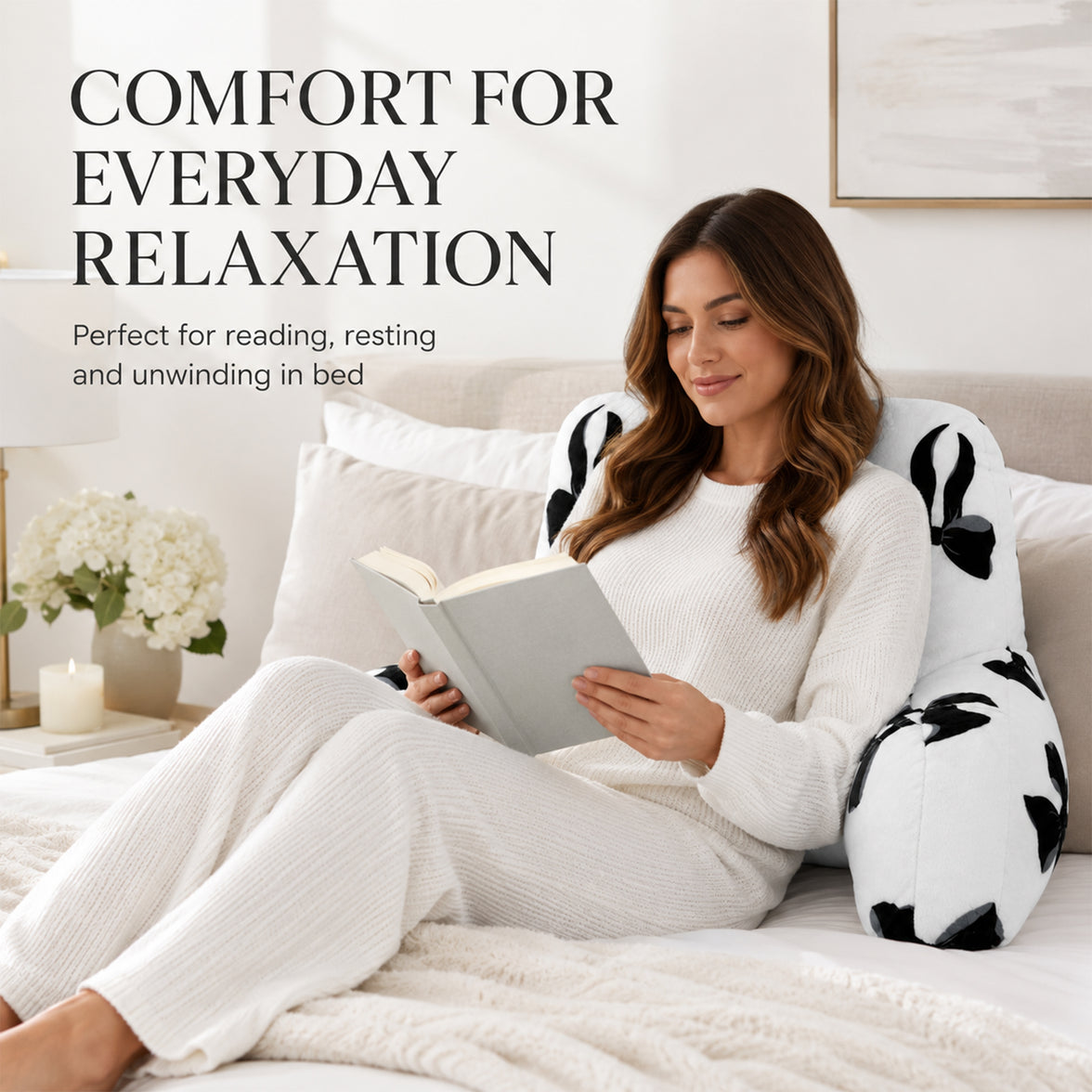 OLIVIA ROCCO Bows Bedrest Reading Pillow with Arms Back Support