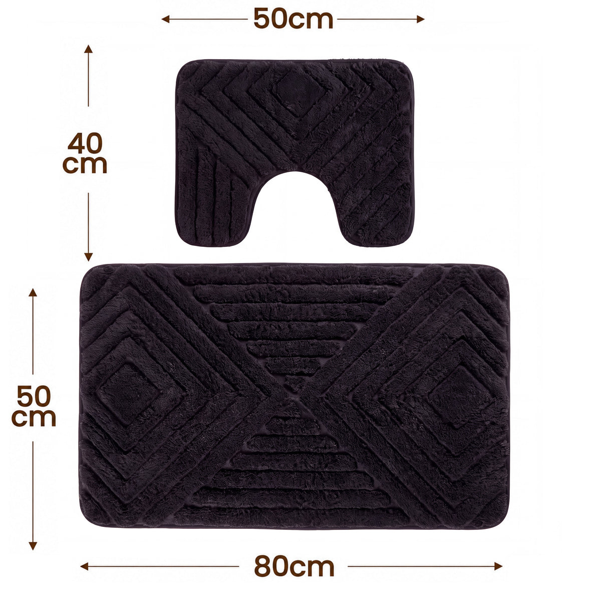OLIVIA ROCCO diamond memory foam bathroom bath mat set with non-slip backing, 2-piece design, plush and absorbent.