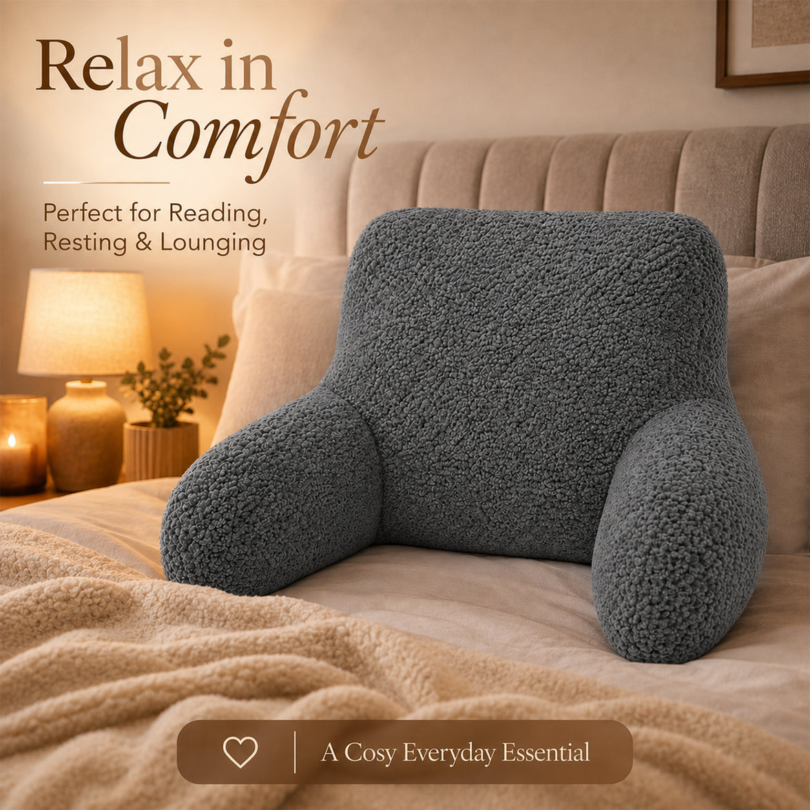 OLIVIA ROCCO Teddy Bedrest Reading Pillow with Arms Back Support
