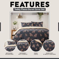 OLIVIA ROCCO Highland Cow Teddy Fleece Reversible Duvet Set with Pillowcases