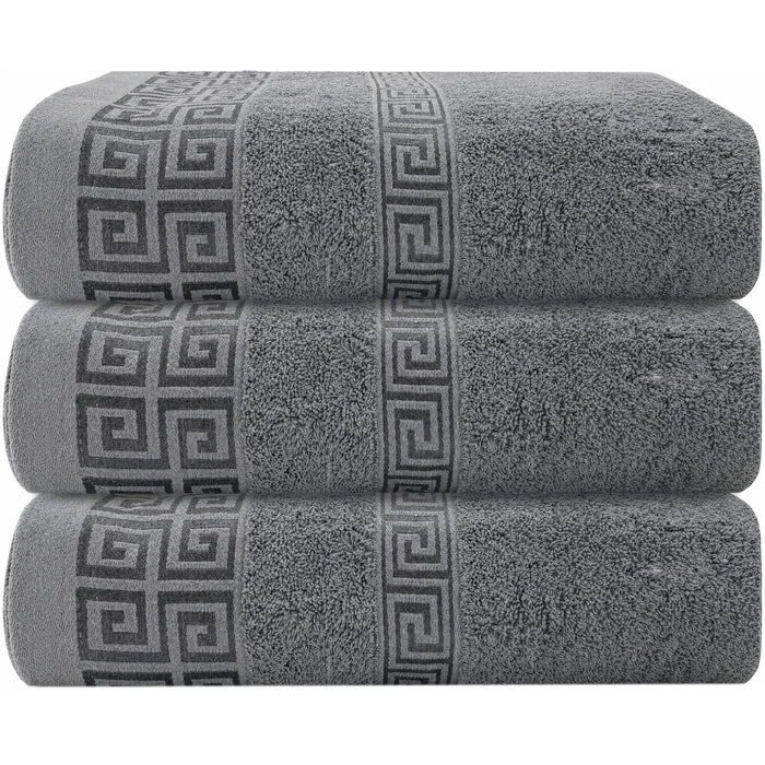 OLIVIA ROCCO Greek Microfibre Bath Sheets 3 Pack Super Absorbent 90 x 150 cm