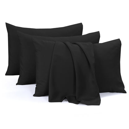 4 Pack Pillowcases Standard 50 x 75 cm Soft Brushed Microfiber Pillow Covers Envelope Closure Wrinkle Set by Olivia Rocco Black Pillows