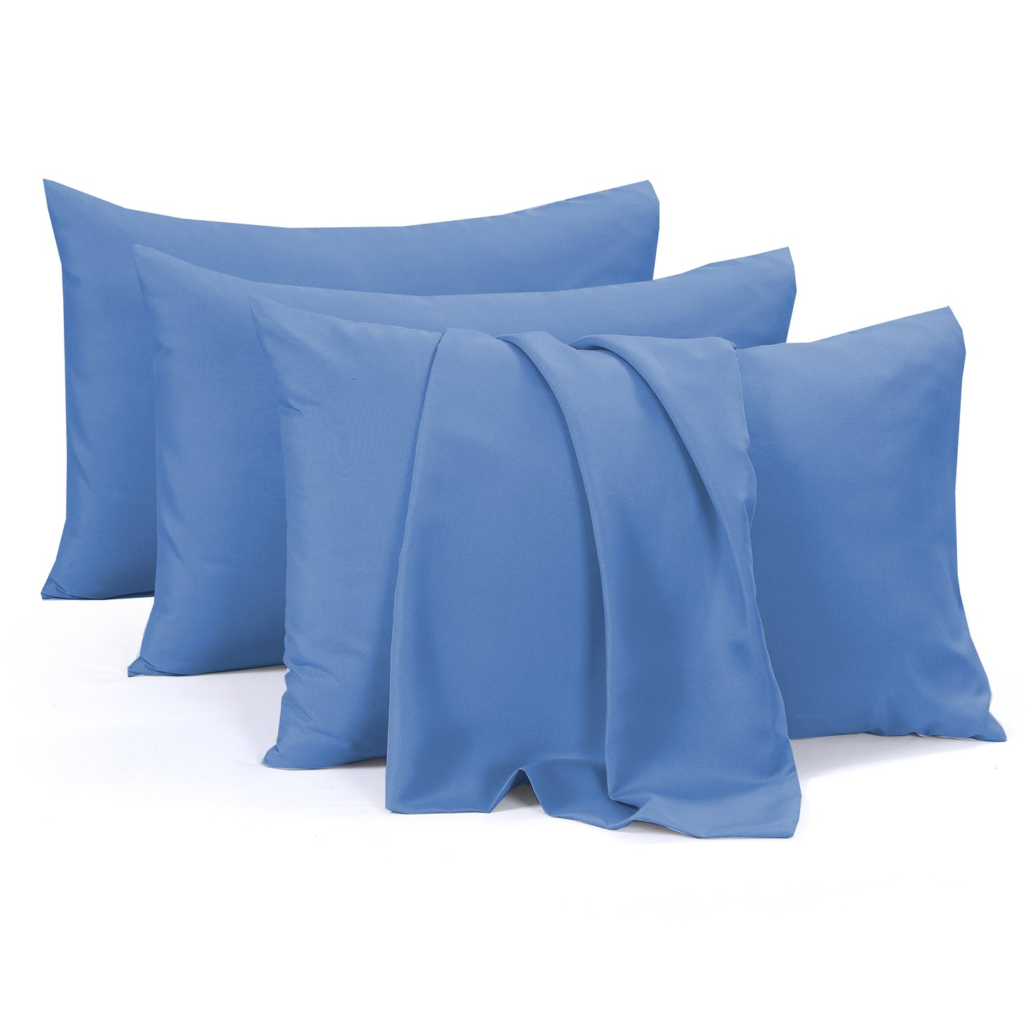 4 Pack Pillowcases Standard 50 x 75 cm Soft Brushed Microfiber Pillow Covers Envelope Closure Wrinkle Set by Olivia Rocco Blue Pillows