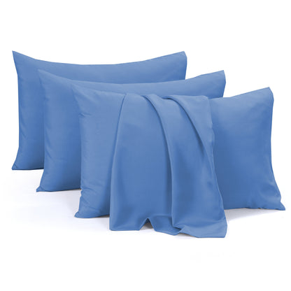 4 Pack Pillowcases Standard 50 x 75 cm Soft Brushed Microfiber Pillow Covers Envelope Closure Wrinkle Set by Olivia Rocco Blue Pillows