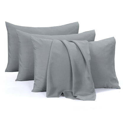 4 Pack Pillowcases Standard 50 x 75 cm Soft Brushed Microfiber Pillow Covers Envelope Closure Wrinkle Set by Olivia Rocco Grey Pillows