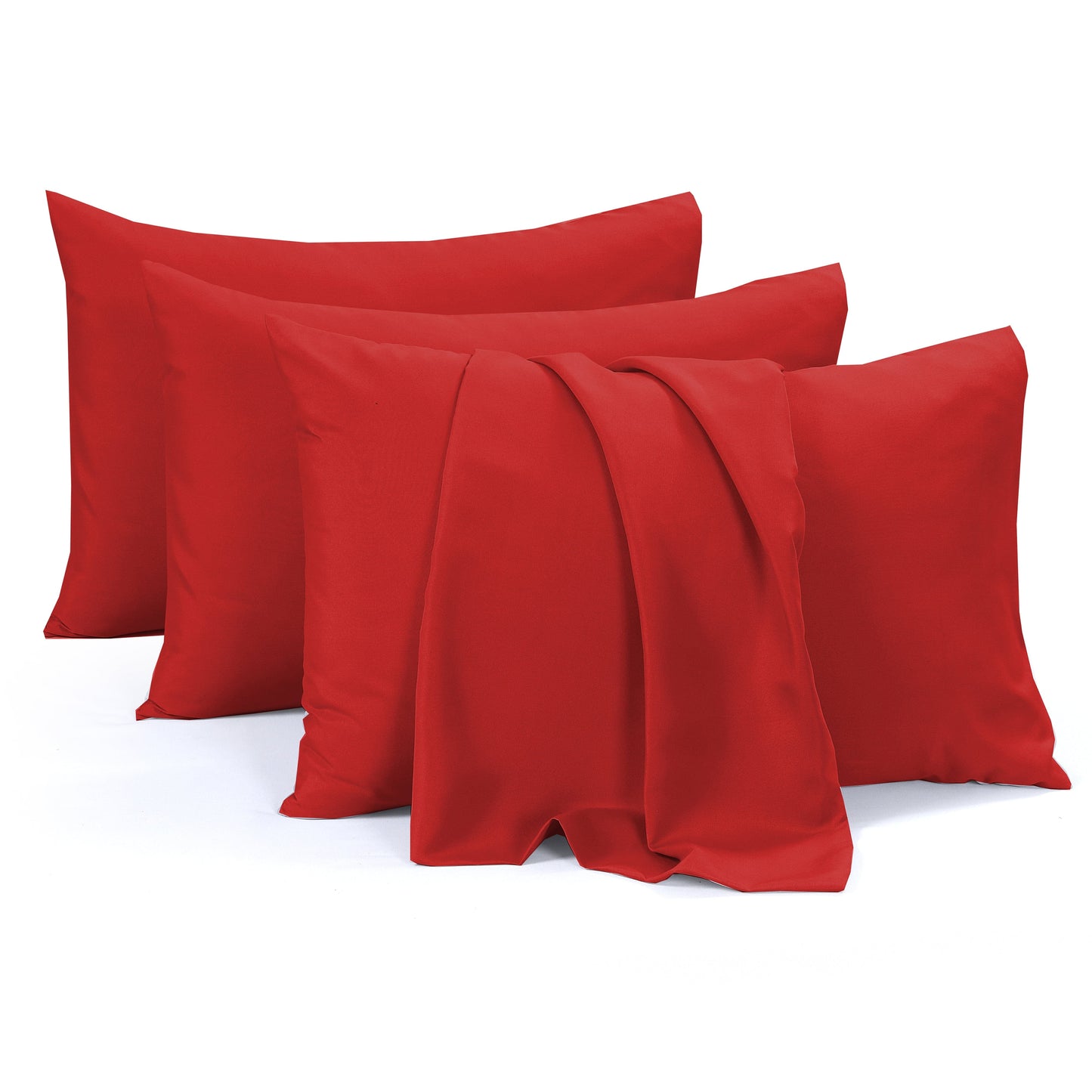 4 Pack Pillowcases Standard 50 x 75 cm Soft Brushed Microfiber Pillow Covers Envelope Closure Wrinkle Set by Olivia Rocco Red Pillows