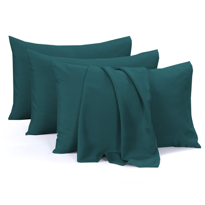 4 Pack Pillowcases Standard 50 x 75 cm Soft Brushed Microfiber Pillow Covers Envelope Closure Wrinkle Set by Olivia Rocco Teal Pillows